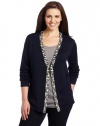 Jones New York Women's Plus-Size V-Neck Cardigan, Midnight/Multi, 1X