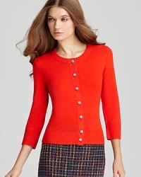 Rhinestone buttons breathe distinctive life into a classic kate spade new york cardigan for an effortlessly luxe look. Rhinestone buttons breathe distinctive life into a classic kate spade new york cardigan for an effortlessly luxe look.