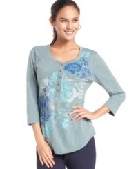 Flowers are in bloom on this cute henley from Style&co. Sport! Pair it with your favorite jeans for a relaxed casual look. Flowers are in bloom on this cute henley from Style&co. Sport! Pair it with your favorite jeans for a relaxed casual look.