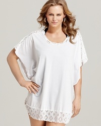 With diamond-patterned mesh crochet trim, this timeless Becca Etc. coverup offers comfortable coverage and classic pool-side style. With diamond-patterned mesh crochet trim, this timeless Becca Etc. coverup offers comfortable coverage and classic pool-side style.