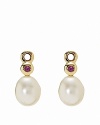 Elevate basic french wire or hoop earrings with PANDORA's elegant 14K gold, freshwater pearl, and pink sapphire charms.