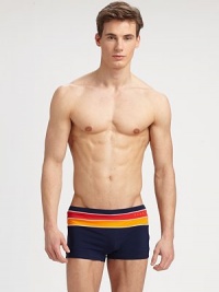 Stay cool by the pool, the beach and beyond in these quick-drying, striped, cropped swim shorts.Elastic waistbandInseam, about 272% polyamide/28% elastaneMachine washImported Stay cool by the pool, the beach and beyond in these quick-drying, striped, cropped swim shorts.Elastic waistbandInseam, about 272% polyamide/28% elastaneMachine washImported