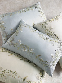 Dainty, hand-embroidered meadow flowers adorn this lovely pillow's framework in the palest potpourri of tints. 14 X 22Silk sateen with feather/down fillDry cleanImported Dainty, hand-embroidered meadow flowers adorn this lovely pillow's framework in the palest potpourri of tints. 14 X 22Silk sateen with feather/down fillDry cleanImported