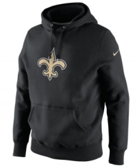 Shout out to your favorite NFL football team with this comfortable New Orleans Saints hoodie from Nike. Shout out to your favorite NFL football team with this comfortable New Orleans Saints hoodie from Nike.