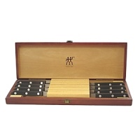 Presentation Gourmetî 8-pc. steak knife set is stainless steel with riveted handles. Presentation Gourmetî 8-pc. steak knife set is stainless steel with riveted handles.