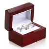 Cherry Wooden Wedding/ Bridal Set Double Ring Jewelry Gift Box