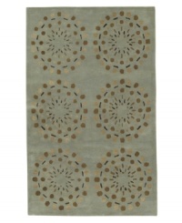 Spin a rapturous new look in your home. This mint-green colored rug presents a fresh take on a classic medallion motif. Plush New Zealand wool is hand-tufted for a distinctively soft texture and hand-finished for exceptional color composition. Spin a rapturous new look in your home. This mint-green colored rug presents a fresh take on a classic medallion motif. Plush New Zealand wool is hand-tufted for a distinctively soft texture and hand-finished for exceptional color composition.
