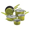 Rachael Ray Porcelain Enamel II Nonstick 10-Piece Cookware Set, Green Gradient