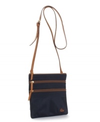 An easy way to add a pop of color to your outfit-throw on the nylon North South crossbody purse from Dooney & Bourke. An easy way to add a pop of color to your outfit-throw on the nylon North South crossbody purse from Dooney & Bourke.