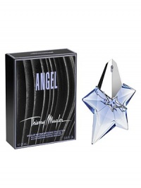 Fall in love again and discover the Angel Limited Edition Collector, adorned with delicate jewelry designed by Thierry Mugler. The bracelet shines with a zamac star, embossed with the Thierry Mugler signature. A leather-like pouch is included to protect the celestial jewel. The Angel Collector is a seductive and dazzling treasure to gift. Set includes: 0.8 oz. Shooting Star Eau de Parfum Refillable Spray and a Thierry Mugler Signature Couture Bracelet.