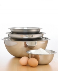 No matter how you handle your kitchen, this set of stainless steel bowls mix in beautifully. Nesting inside each other for easy storage, you'll be sure to find the right bowl for any task. Limited lifetime warranty. No matter how you handle your kitchen, this set of stainless steel bowls mix in beautifully. Nesting inside each other for easy storage, you'll be sure to find the right bowl for any task. Limited lifetime warranty.