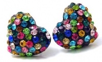 Adorable Sparkling Multicolor Crystal Embellished Heart Stud 1/2 Stud Earrings Adorable Sparkling Multicolor Crystal Embellished Heart Stud 1/2 Stud Earrings