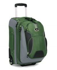 Whatever travel throws your way, always carry on with the 3-in-1 convenience of this rolling backpack with removable daypack. A spacious main compartment with book-style opening reveals clothing hold-down straps and other organizational features. A removable front day pack with zippered accessory pocket, MP3 player headphone port and back strap increases your mobility when you're on the go. Lifetime limited warranty. Whatever travel throws your way, always carry on with the 3-in-1 convenience of this rolling backpack with removable daypack. A spacious main compartment with book-style opening reveals clothing hold-down straps and other organizational features. A removable front day pack with zippered accessory pocket, MP3 player headphone port and back strap increases your mobility when you're on the go. Lifetime limited warranty.