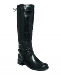 Polished and ready for the race. The Marni riding boots by XOXO feature a classic silhouette with lace-up detail at back. Polished and ready for the race. The Marni riding boots by XOXO feature a classic silhouette with lace-up detail at back.