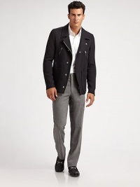 A straight-leg silhouette in Italian virgin wool, tailored with a modern fit and a subtle touch of stretch. Side slash, back welt pocketsInseam, about 3495% virgin wool/5% elastaneDry cleanImported A straight-leg silhouette in Italian virgin wool, tailored with a modern fit and a subtle touch of stretch. Side slash, back welt pocketsInseam, about 3495% virgin wool/5% elastaneDry cleanImported