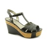 G By Guess Gale Peep Toe Wedge Sandals Shoes Black Womens