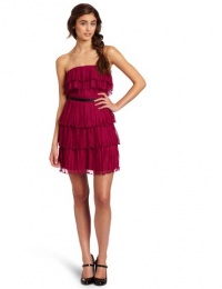 As U Wish Juniors Strapless Tiered Dress, Pink, 5 As U Wish Juniors Strapless Tiered Dress, Pink, 5