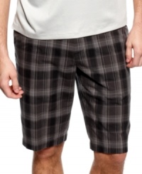 Play up pattern this season with these plaid shorts from Calvin Klein. Play up pattern this season with these plaid shorts from Calvin Klein.