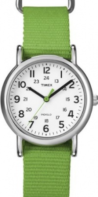 Timex Women's T2N835 Weekender Mid-Size Slip-Thru Strap Nylon Green Watch Timex Women's T2N835 Weekender Mid-Size Slip-Thru Strap Nylon Green Watch