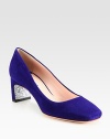 Classic suede silhouette with a glittered heel and bottom. Suede and glittered heel, 2 (50mm)Suede upperLeather lining and solePadded insoleMade in ItalyOUR FIT MODEL RECOMMENDS ordering one half size up as this style runs small. 