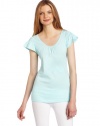 Hue Women's Solid Shirred Sleeve Sleep Tee