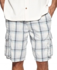 Part rugged, part preppy, these plaid cargo shorts from Tommy Bahama have your casual look covered. Part rugged, part preppy, these plaid cargo shorts from Tommy Bahama have your casual look covered.