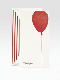 What better way to say thanks than with this set of cheerful cards inspired by the charming musical number with a similar name, they're perfect for saying thanks and spreading cheer. Each vertically-oriented card is finished with a painterly red balloon and the words 99 Thank Yous hand-written at the bottom. 