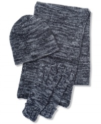 This warm hat, scarf and glove set by American Rag will look good with any style and color coat. This warm hat, scarf and glove set by American Rag will look good with any style and color coat.