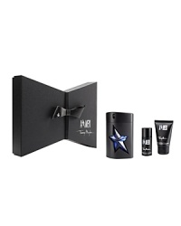 Transform from head to toe into an adventurous, seductive man with this masculine collection of A*MEN products. The set includes a 100 mL / 3.4 fl. oz. Eau de Toilette Spray, 50 mL / 1.7 fl. oz. Hair & Body Shampoo, and 20 mL / 0.7 oz. net wt. Mini Deodorant Stick showcased inside a sleek, Mugler-designed gift box.