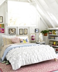 Can you keep a secret? Create a bedroom hideaway with the unique styling of the Secret Garden comforter sets from Teen Vogue, featuring rows of whimsical ruffles for an instant refresh. Comforter reverses to white and blue stripes for added options. Can you keep a secret? Create a bedroom hideaway with the unique styling of the Secret Garden comforter sets from Teen Vogue, featuring rows of whimsical ruffles for an instant refresh. Comforter reverses to white and blue stripes for added options.
