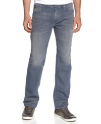 Relaxed at the leg, these Lincoln-fit jeans from Guess are a classic look to add to your closet. Relaxed at the leg, these Lincoln-fit jeans from Guess are a classic look to add to your closet.
