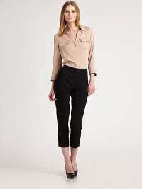 A clean, cropped, flat-front style tailored in stretch wool for a perfect fit.Side zipperInseam, about 2596% virgin wool/4% elastaneDry cleanMade in ItalyModel shown is 5'10½ wearing US size 2. A clean, cropped, flat-front style tailored in stretch wool for a perfect fit.Side zipperInseam, about 2596% virgin wool/4% elastaneDry cleanMade in ItalyModel shown is 5'10½ wearing US size 2.