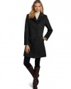 Larry Levine Women's Luxurious Wool Classic Notch Collar Reefer Coat
