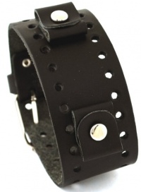 Nemesis #BN-K Black Wide Leather Cuff Wrist Watch Band Nemesis #BN-K Black Wide Leather Cuff Wrist Watch Band
