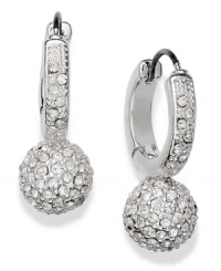 Ignite the night with these stunning drop earrings from Charter Club. With fireballs embellished with glass stone accents, dangling from a mini hoop. Crafted in silver tone mixed metal. Approximate drop: 3/8 inch. Ignite the night with these stunning drop earrings from Charter Club. With fireballs embellished with glass stone accents, dangling from a mini hoop. Crafted in silver tone mixed metal. Approximate drop: 3/8 inch.