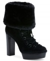 Now that's a heel. Calvin Klein's Keona high heel cold weather boots are remarkably tall with a wonderfully comfy faux-fur lining.