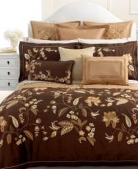 Martha Stewart Bedford Flowers Full/Queen Duvet Cover Brown/Gold/Ivory