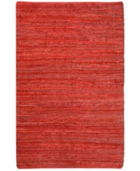 Olé! Spice up your decor with the gorgeously festive style of the Matador rug from St. Croix. Durable leather strips in vibrant pomegranate hues are meticulously hand woven with fine cotton strands, resulting in a beautiful, rustic texture and natural braided pattern that accents even the most eclectic decor. Olé! Spice up your decor with the gorgeously festive style of the Matador rug from St. Croix. Durable leather strips in vibrant pomegranate hues are meticulously hand woven with fine cotton strands, resulting in a beautiful, rustic texture and natural braided pattern that accents even the most eclectic decor.