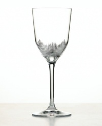 Enhance your formal table with this dazzling crystal goblet. An intricate line pattern etched in the base of the bowl lends style and grace to every fine dining occasion. (Clearance) Enhance your formal table with this dazzling crystal goblet. An intricate line pattern etched in the base of the bowl lends style and grace to every fine dining occasion. (Clearance)