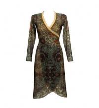 Black Wrap Cardigan Created by Michal Negrin with Victorian Roses and Embroidery Like Motifs, Long Sleeves, Beige Lace and Velvet Trim; Handmade in Israel - Size XXL Black Wrap Cardigan Created by Michal Negrin with Victorian Roses and Embroidery Like Motifs, Long Sleeves, Beige Lace and Velvet Trim; Handmade in Israel - Size XXL