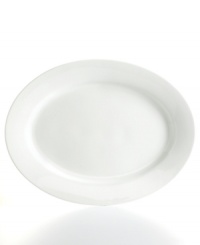 Keep it simple. In glossy white porcelain, this oval platter is a flawless accompaniment to any dinnerware pattern and decor. From Martha Stewart Collection. Keep it simple. In glossy white porcelain, this oval platter is a flawless accompaniment to any dinnerware pattern and decor. From Martha Stewart Collection.