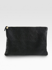 Designed with a chic, pared-down aesthetic in mind, this pebble-grain leather clutch is large enough to tote a laptop and so much more.Top zipperCotton lining17W X 11½H X ½DMade in USA Designed with a chic, pared-down aesthetic in mind, this pebble-grain leather clutch is large enough to tote a laptop and so much more.Top zipperCotton lining17W X 11½H X ½DMade in USA
