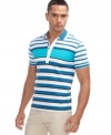 Stand up and make a statement. Casual style can still standout with this bold striped polo shirt from Hugo Boss BLACK.