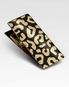 Stay organized using this leopard print clip with shiny goldplated brass accents. 4½H X 2WMade in Portugal