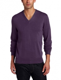Michael Kors Men's Tipped Merino V-Neck, Plum, XX-Large Michael Kors Men's Tipped Merino V-Neck, Plum, XX-Large