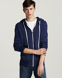 When the sun goes down, or if you need an extra layer, toss on this comfy hoodie from ABBOT + MAIN, featuring contrast details and a thermal-lined hood. When the sun goes down, or if you need an extra layer, toss on this comfy hoodie from ABBOT + MAIN, featuring contrast details and a thermal-lined hood.