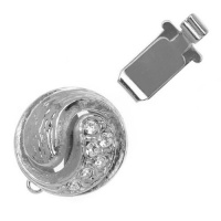Rhodium Plated Box Clasp - Yin And Yang Design With 6 SWAROVSKI ELEMENTS - 14mm Rhodium Plated Box Clasp - Yin And Yang Design With 6 SWAROVSKI ELEMENTS - 14mm