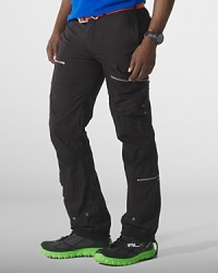 Metal zippers and grommets give a modern moto-inspired look to an essential cargo pant in lightweight cotton poplin. Metal zippers and grommets give a modern moto-inspired look to an essential cargo pant in lightweight cotton poplin.