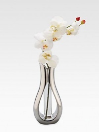 Nambe Tulip Bud Vase with Silk Orchid, 11-Inch High by 5-1/2-Inch Width