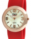 TKO ORLOGI Women's TK614-RRD Rose Gold Slap Metal Red Watch